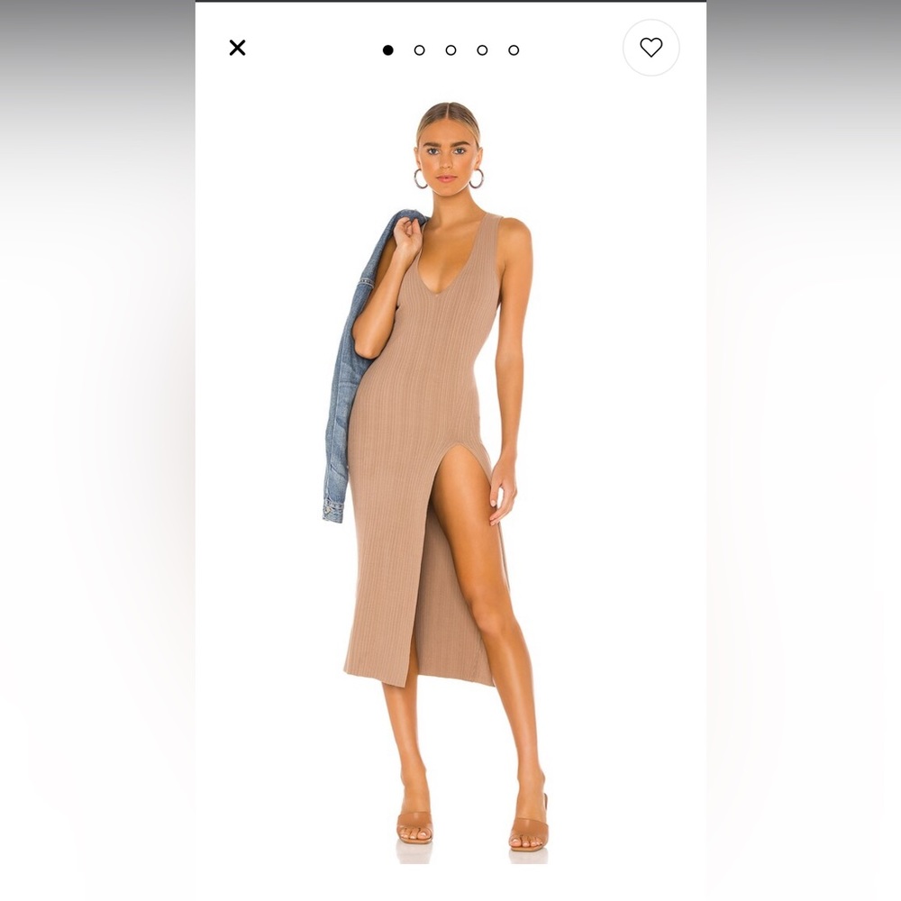 Tan Ribbed Midi dress Revolve x Michael Costello